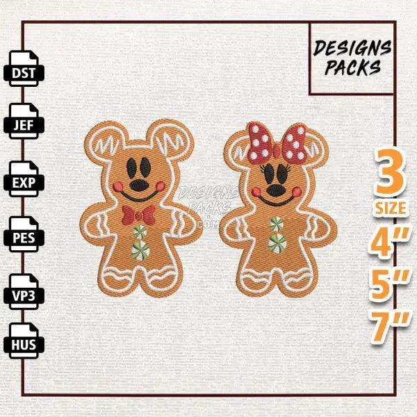 Christmas Gingerbread Mouse Embroidery Design
