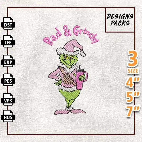 Christmas Green Monster Embroidery Design
