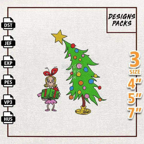Christmas Green Monster Embroidery Design