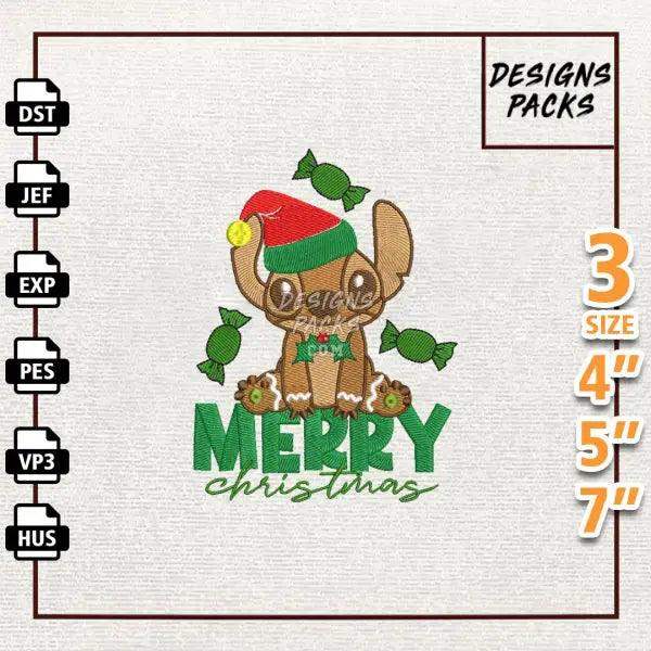 Christmas Green Monster Embroidery Design