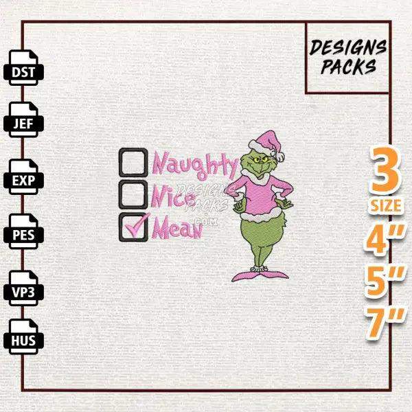 Christmas Green Monster Embroidery Design