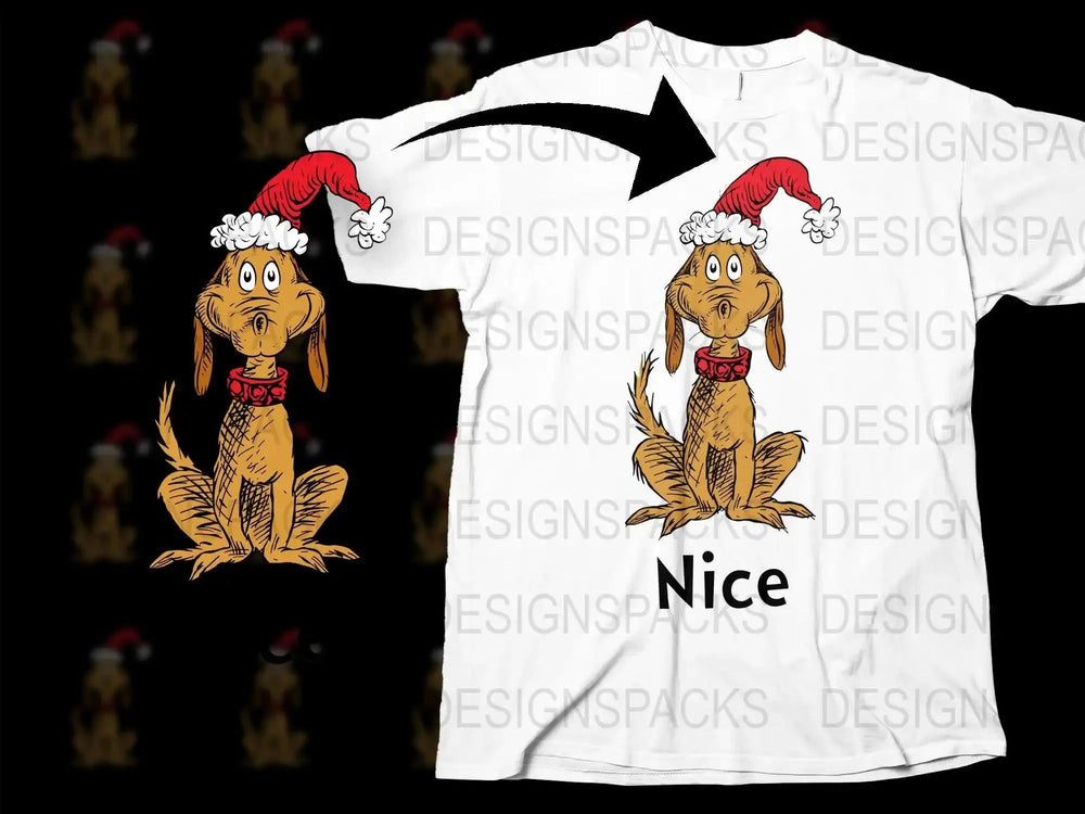 Christmas Grinch Dog with Santa Hat Png Digital Download