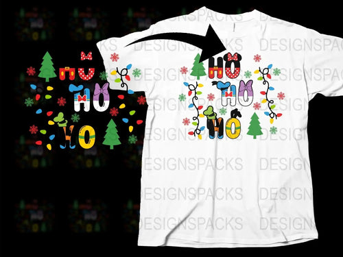 Festive Christmas T-Shirt with Colorful Holiday Graphics, Unisex Ho Ho Ho Tee