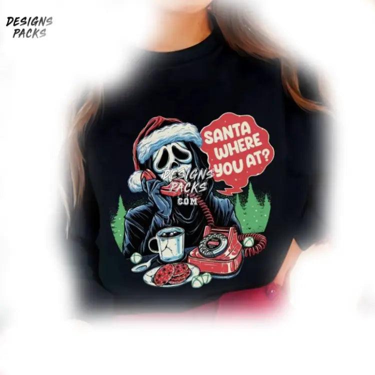 Christmas Horror Ghost Vintage Cream Movie Png Design