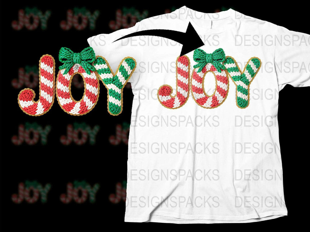 Festive Joy Candy Cane Christmas T-Shirt, Holiday Graphic Tee, Red Green White Unisex Apparel