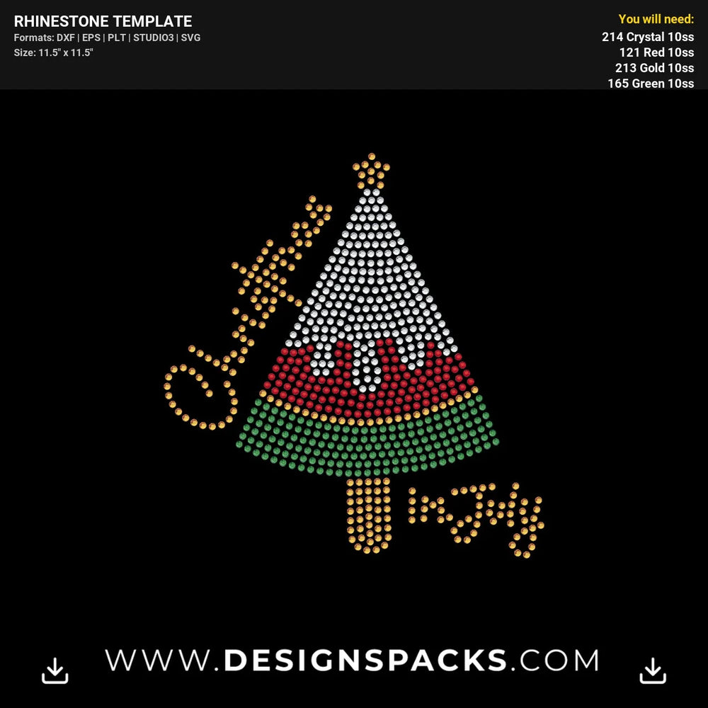 Christmas July Watermelon Rhinestone Digital Template