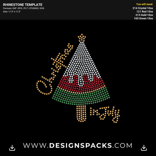 Christmas July Watermelon Rhinestone Digital Template
