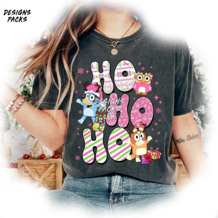 Christmas Kid Bluey Theme Pink Hohoho Png Design