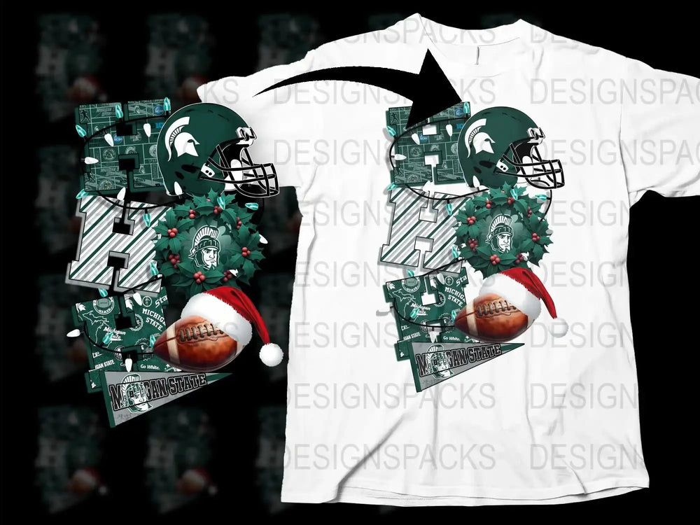 Michigan State Spartans Christmas T-Shirt, Holiday Football Graphic Tee, Festive Sports Apparel, Unisex Gift Idea