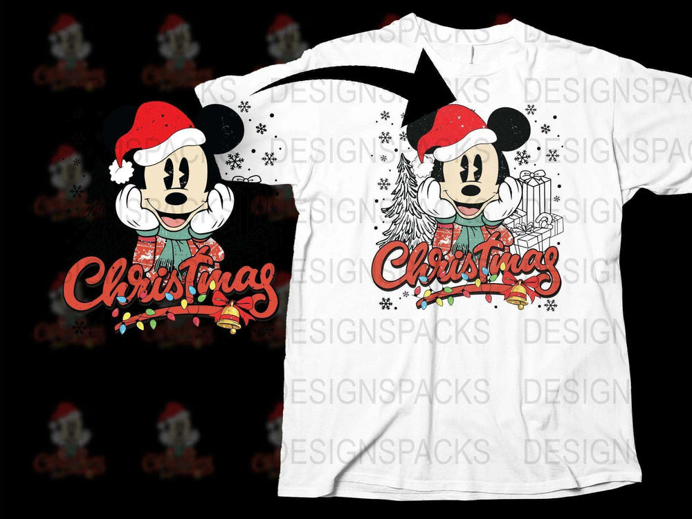 Festive Mickey Mouse Christmas T-Shirt, Holiday Graphic Tee, Cute Disney Winter Apparel, Unisex Gift Idea