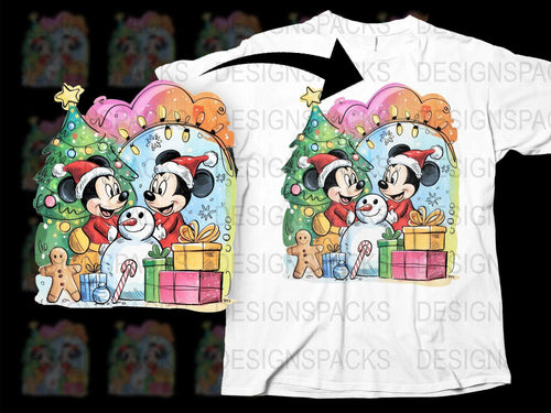 Disney Christmas T-Shirt, Mickey Minnie Holiday Tee, Festive Cartoon Graphic Shirt, Colorful Kids and Adult Sizes
