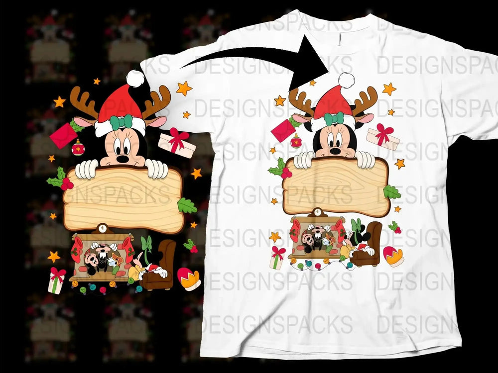 Christmas Reindeer T-Shirt, Cute Holiday Graphic Tee, Festive Santa Hat Design, Unisex Kids and Adults