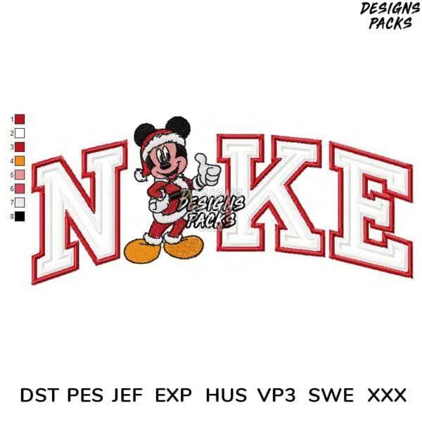 Christmas Mouse Cartoon Embroidery Design 3.8" 4.8" 5.8" 6.8"