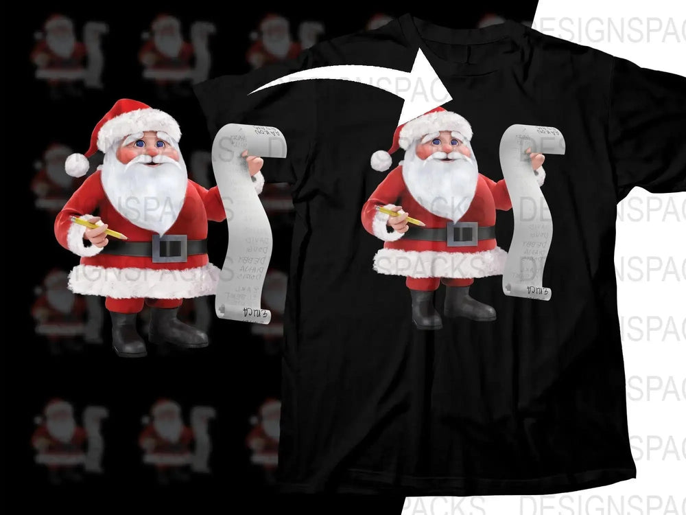 Christmas Santa Claus Holding His Naughty List Png Digital Download