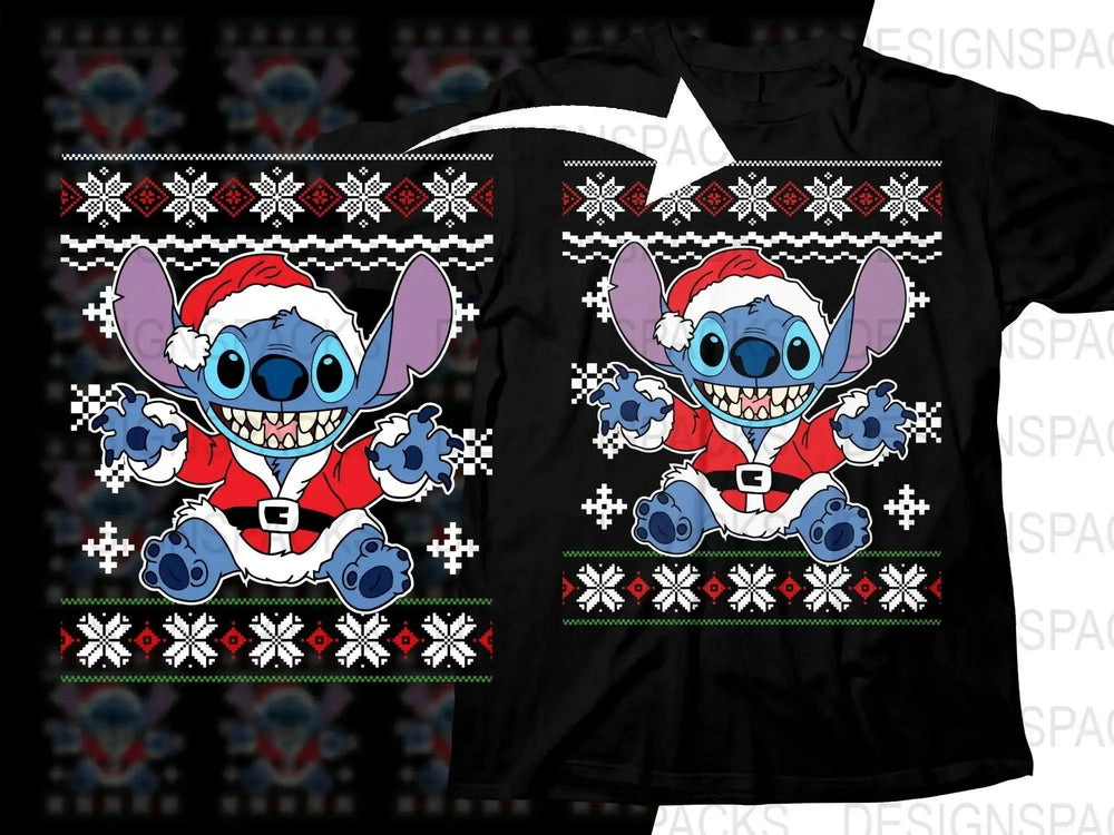 Christmas Santa Stitch Character Graphic Png Digital Download