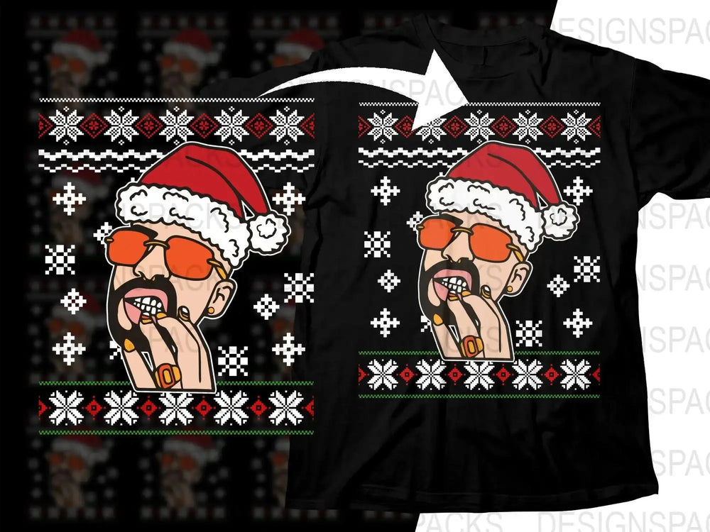 Christmas Santa with Sunglasses Graphic Png Digital Download