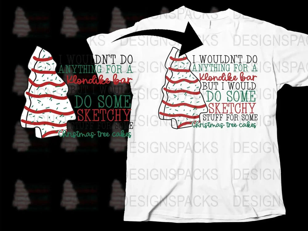 Christmas Tree Cake T-Shirt Funny Holiday Dessert Lover Gift Idea Unisex White Tee