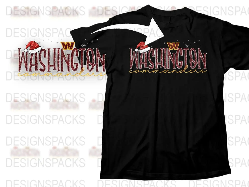 Washington Commanders Graphic T-Shirt, Vintage Sports Team Fan Apparel, Unisex Black Tee with Logo