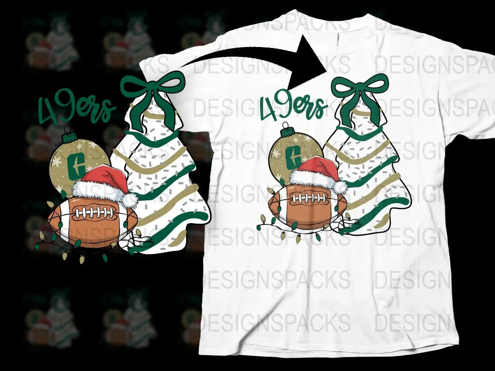 San Francisco 49ers Christmas T-Shirt, Holiday Football Graphic Tee, Festive Sports Apparel with Santa Hat