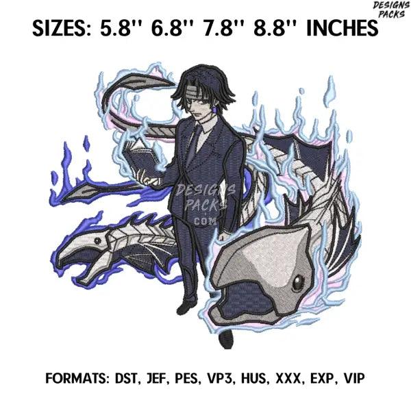 Chrollo Lucifer Embroidery Design File, Hunter x Hunter Anime Embroidery Design, Anime Pes Design. Chrollo Lucilfer
