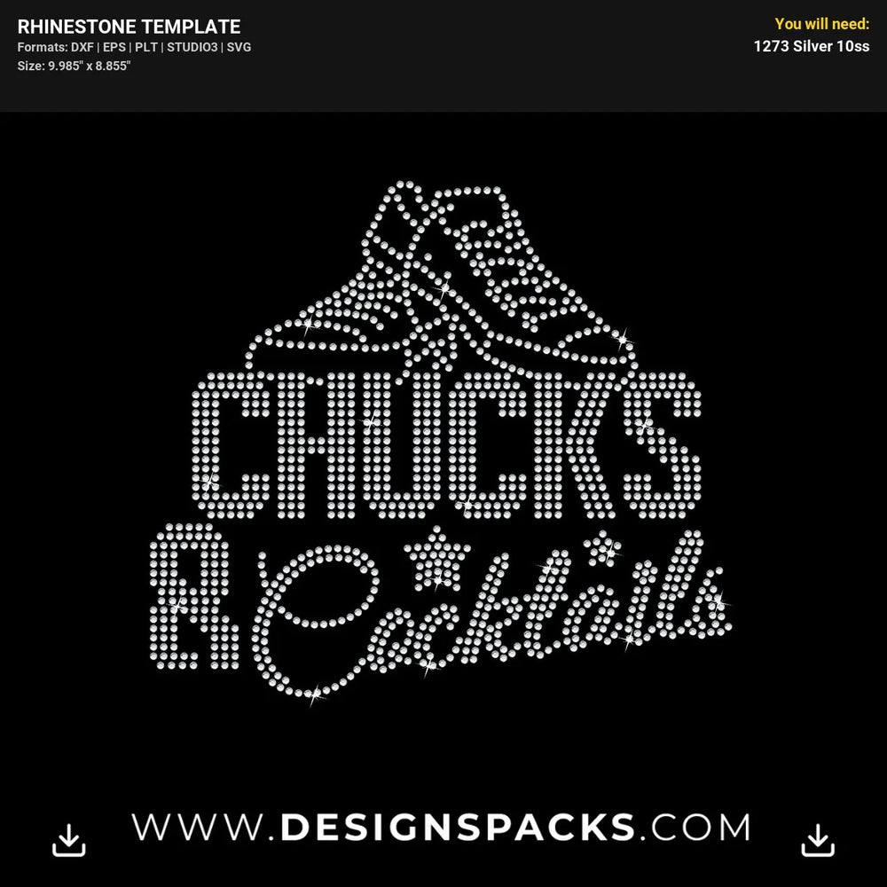 Chucks And Cocktails Rhinestone Digital Template