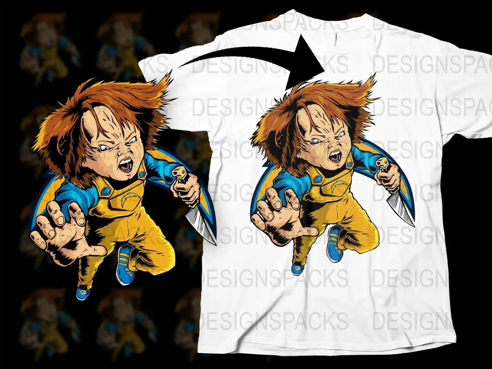 Chucky Halloween Football Knife Chase Png Digital Download