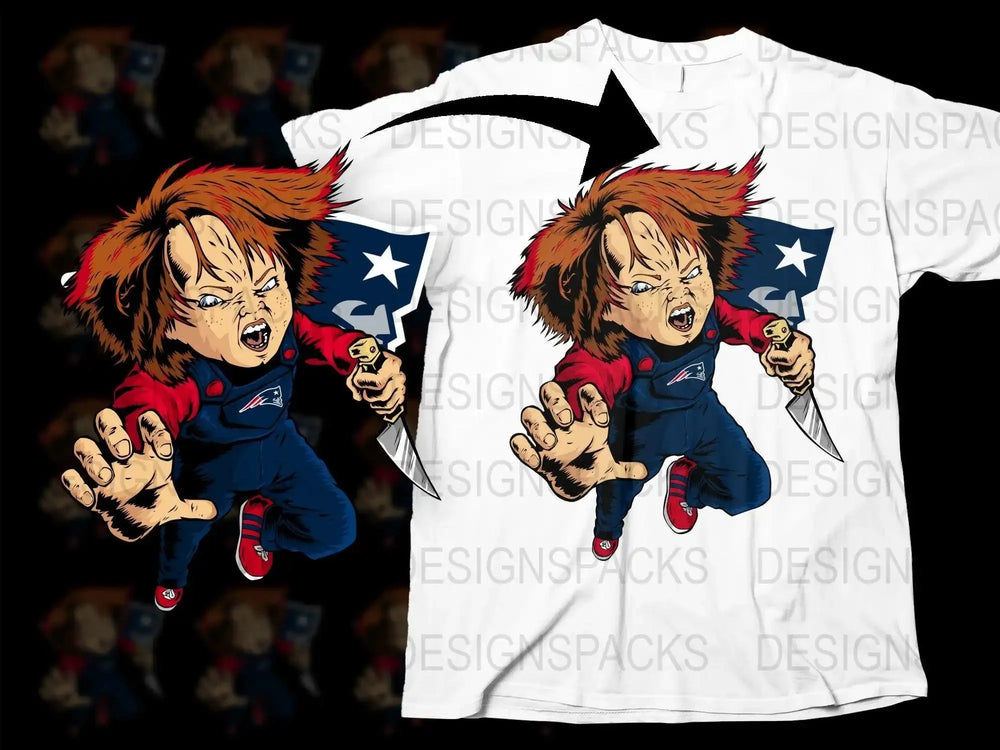 Chucky Halloween Football Knife Scary Png Digital Download