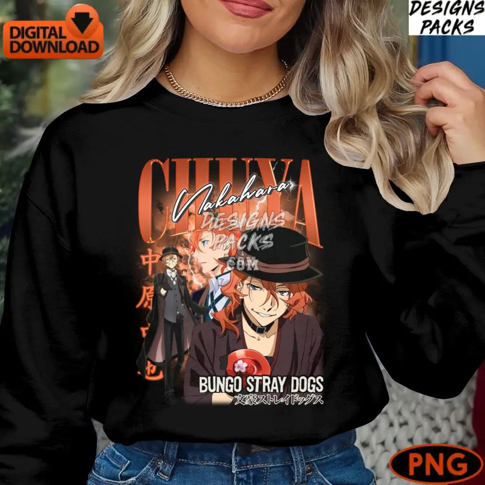 Chuuya Nakahara Bungo Stray Dogs Anime Digital Art Png Instant Download