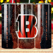 Cincinnati Bengals B Logo Perforated Metal Tumbler Digital Wrap Design