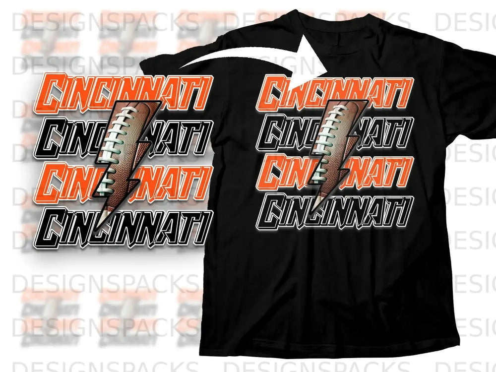 Cincinnati Football Graphic Design T-Shirt