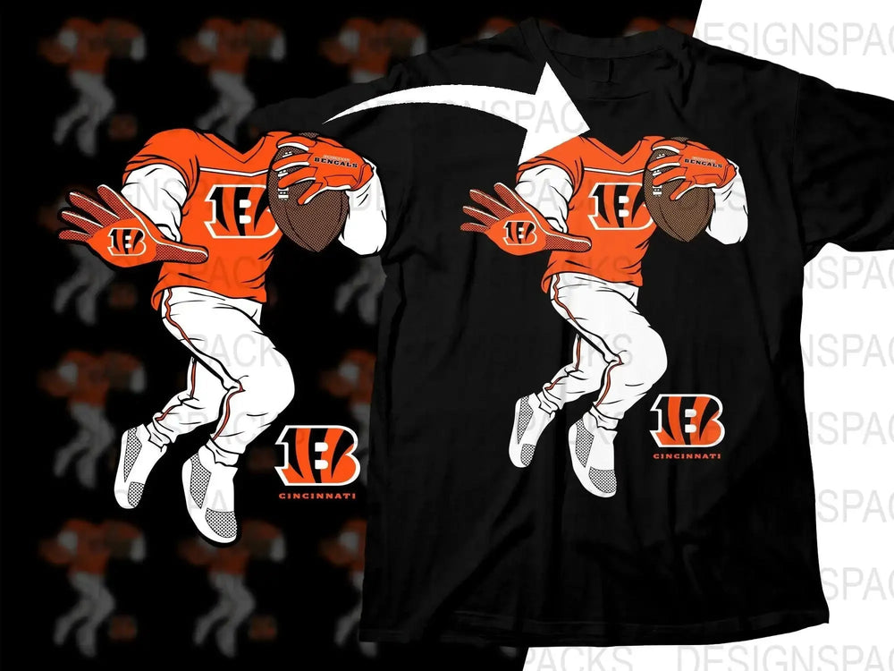Cincinnati Bengals football player design for DTF/DTG t-shirt, print-ready PNG & SVG