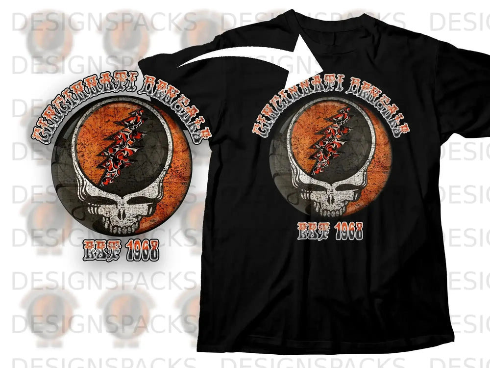 Cincinnati Bengals Est 1968 Skull Graphic Shirt