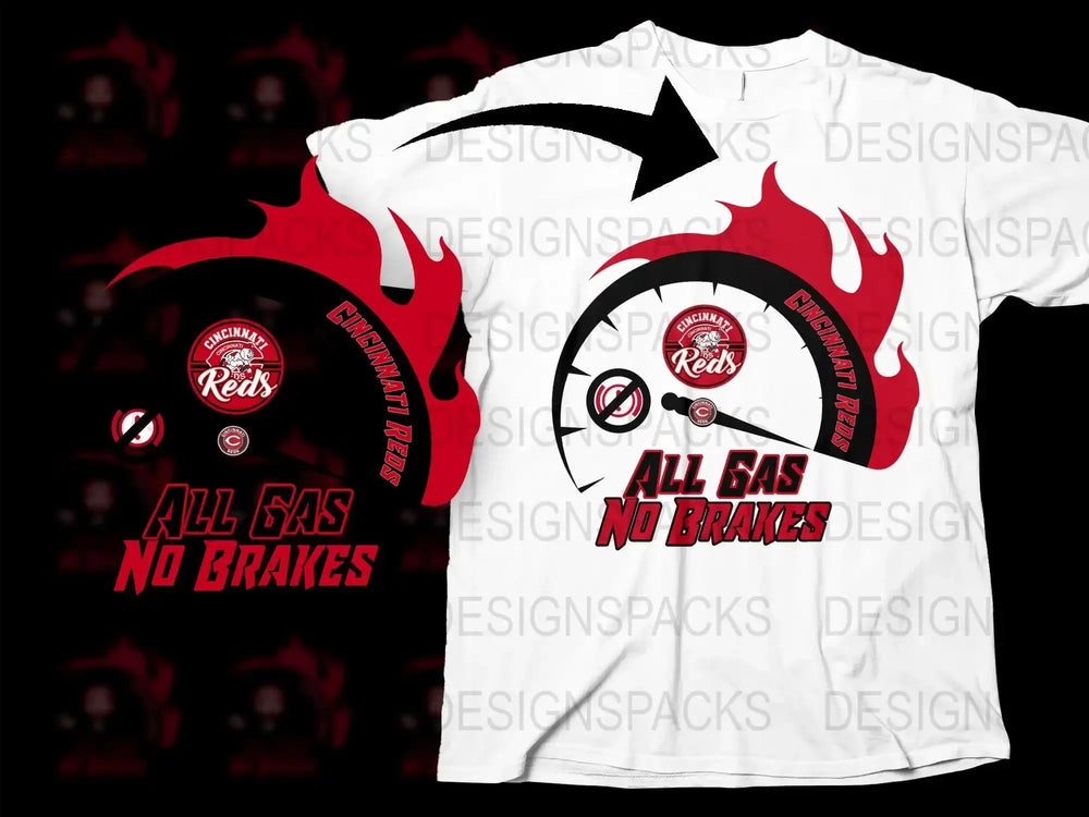 Cincinnati Reds All Gas No Brakes Graphic Png Digital Download