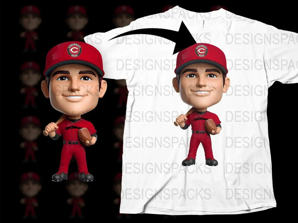 Cincinnati Reds Baseball Character Themed Png Digital Download