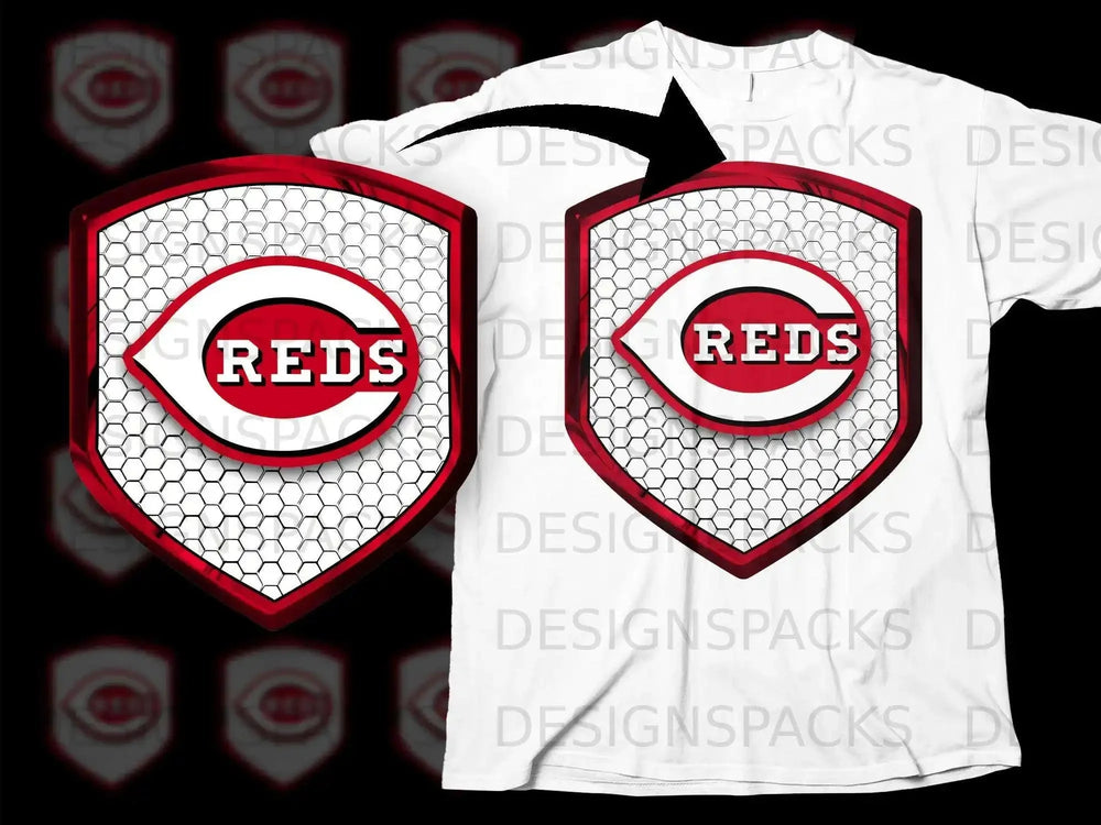 Cincinnati Reds Logo Shield Graphic Design T-Shirt