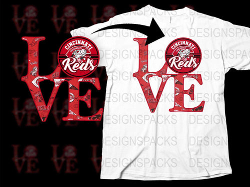 Cincinnati Reds LOVE Logo Graphic Png Digital Download