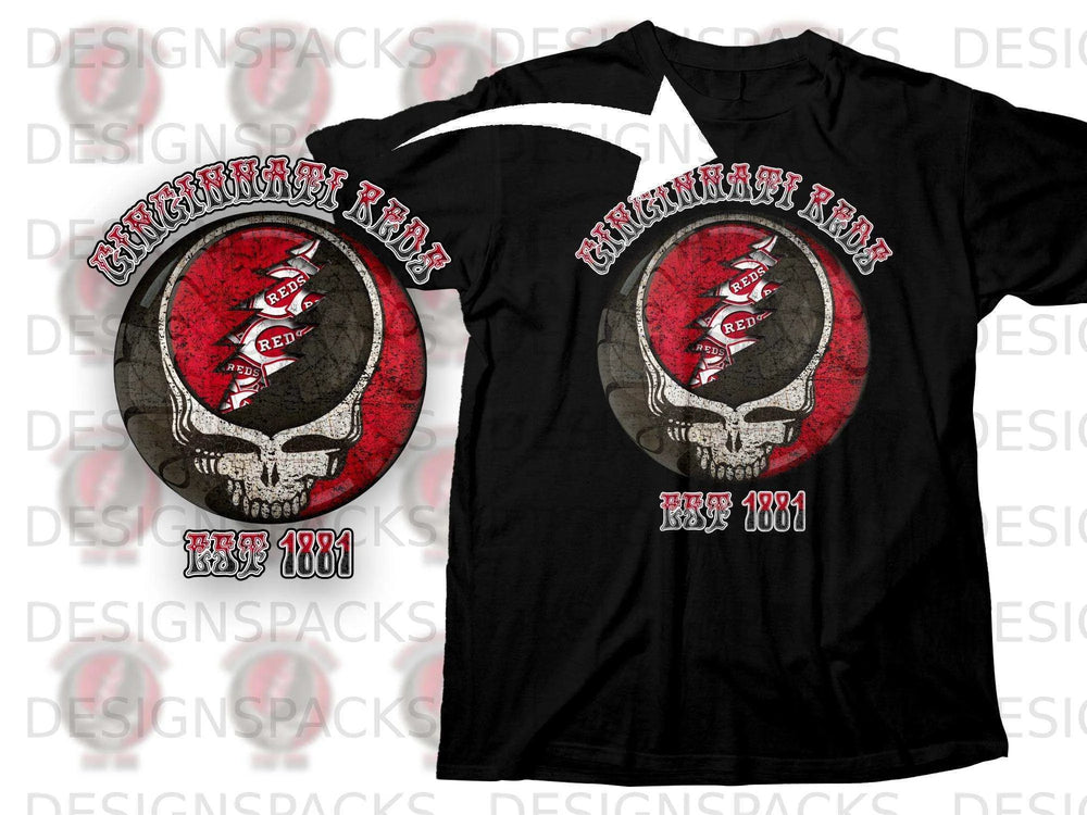 Cincinnati Reds EST 1881 Skull Art Graphic Shirt Product
