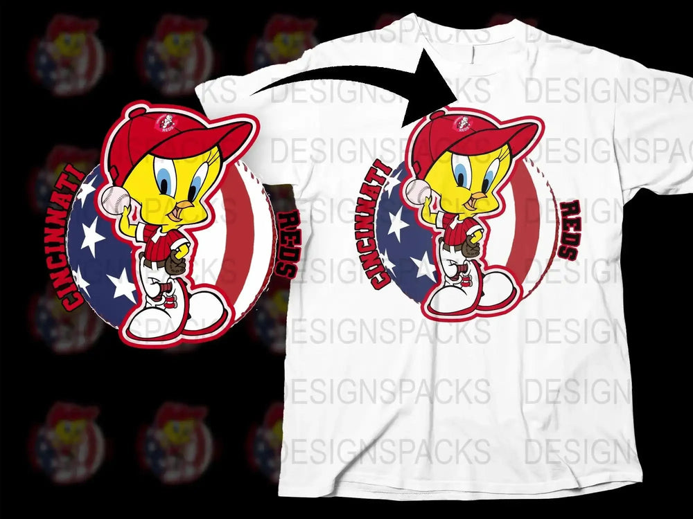 Cincinnati Reds Tweety Bird Graphic Png Digital Download