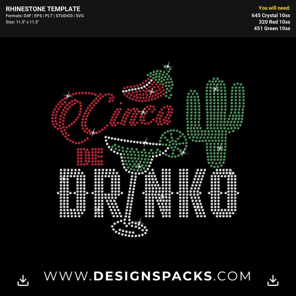Cinco De Drinko Rhinestone Digital Template