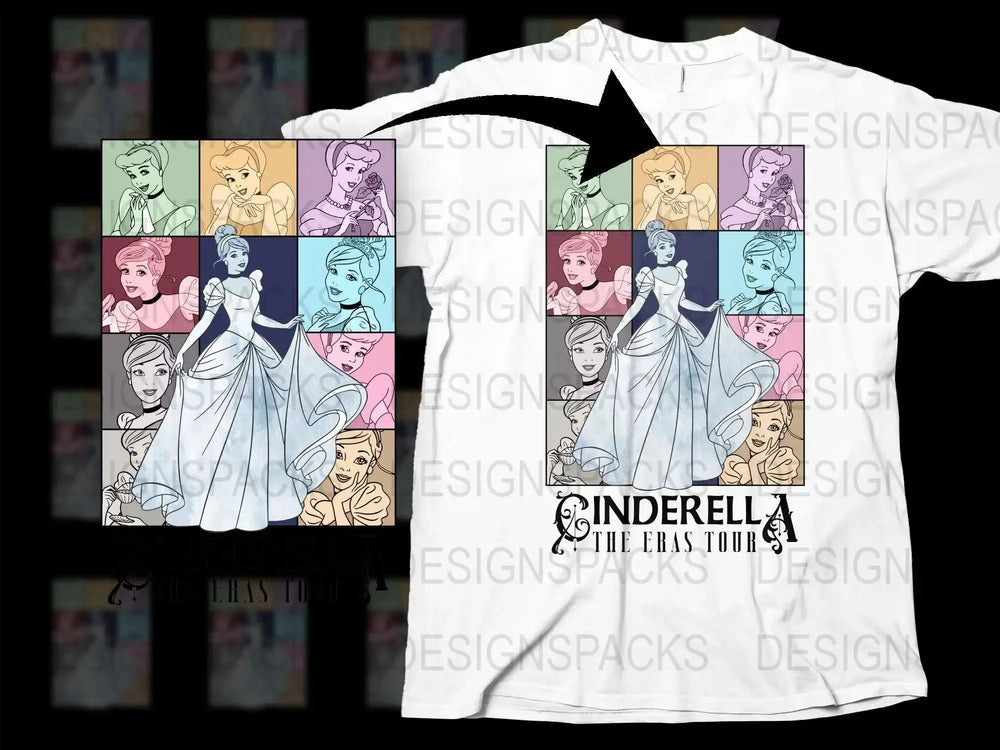 Cinderella Colorful Pop Art Graphic Png Digital Download