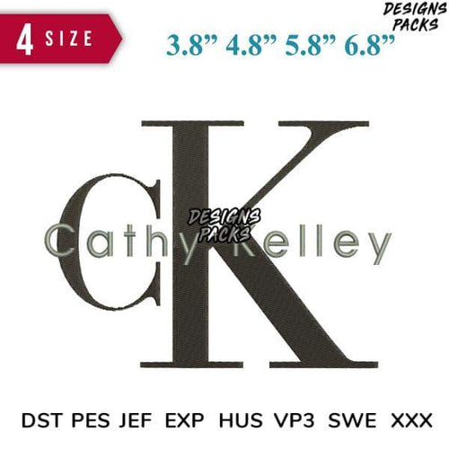 Cathy Kelley monogram embroidery design in 4 sizes, compatible with DST PES JEF formats for instant download