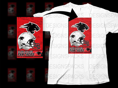 Atlanta Panthers Graphic T-Shirt, Sports Team Helmet Design, Red and White Football Tee, Men's Casual Wear