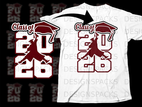 Maroon graduation cap and silhouette over 