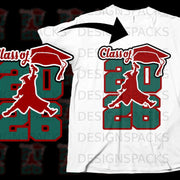 White t-shirt featuring "Class of 2026" design with graduation cap and silhouette.