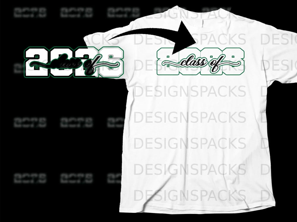 "Class of 2023" graphic on a white t-shirt.