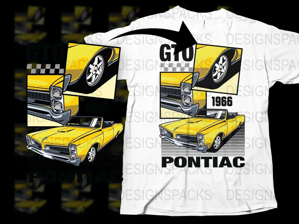 Classic 1966 Pontiac GTO Muscle Car Png Digital Download