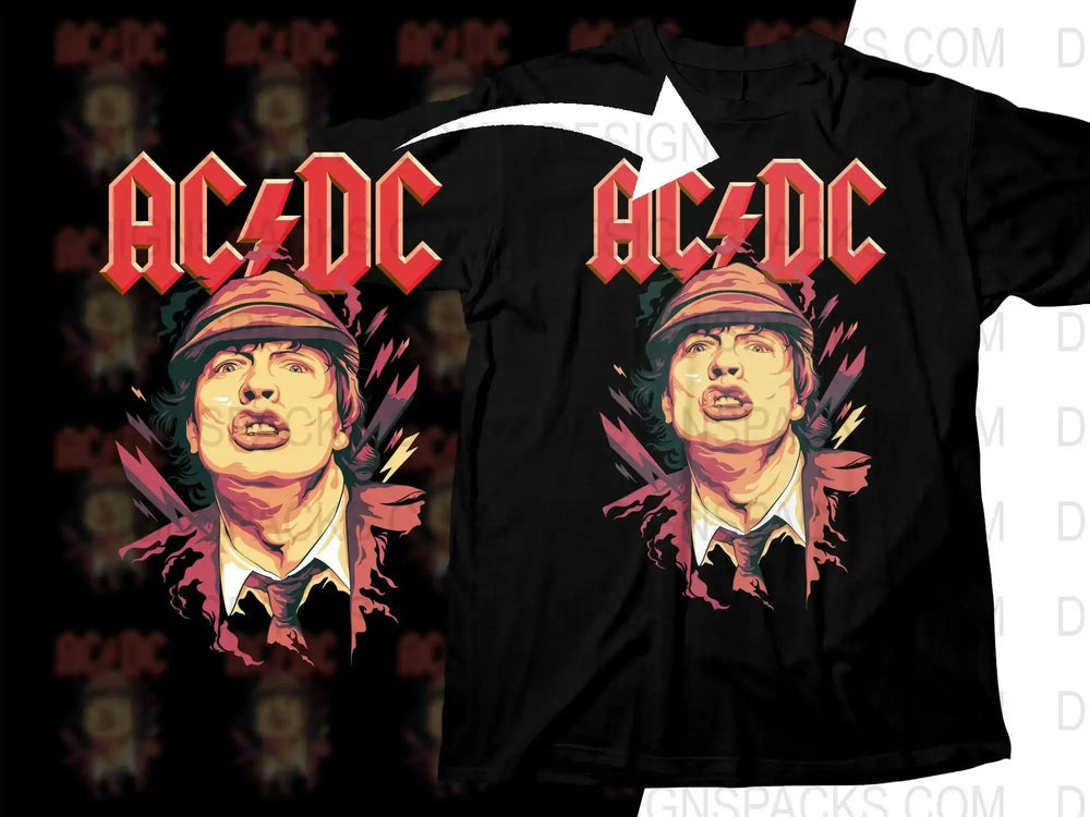 Classic AC/DC Rock Band Rock Png Halftone Digital Download