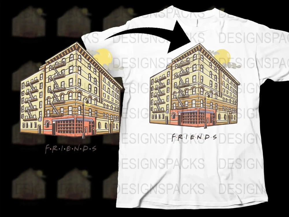 Classic Cartoon Apartment Building Friends Png Digital Download