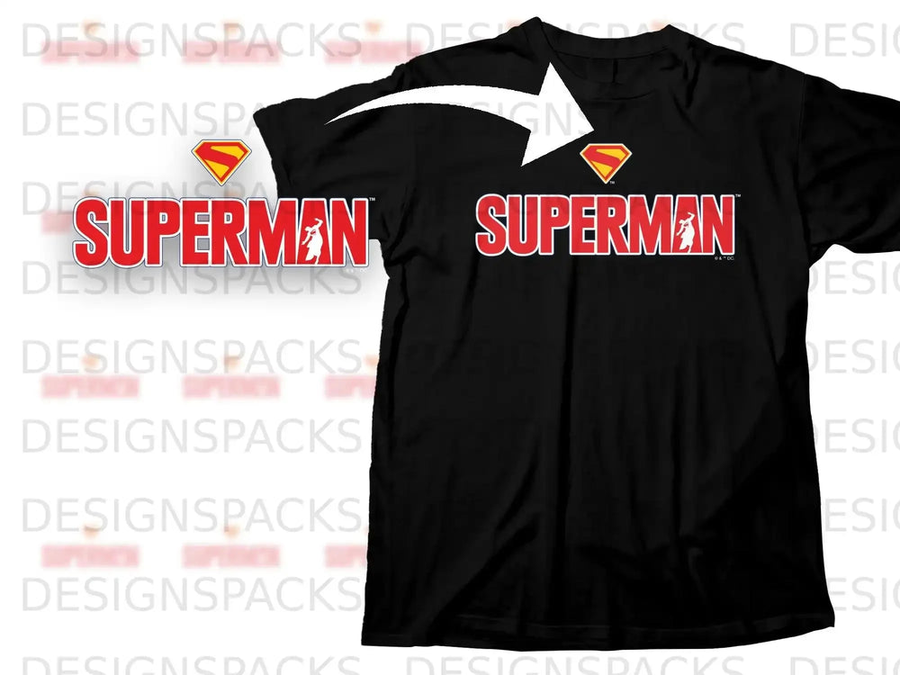 Superman Red and Yellow Logo on Black T-Shirt