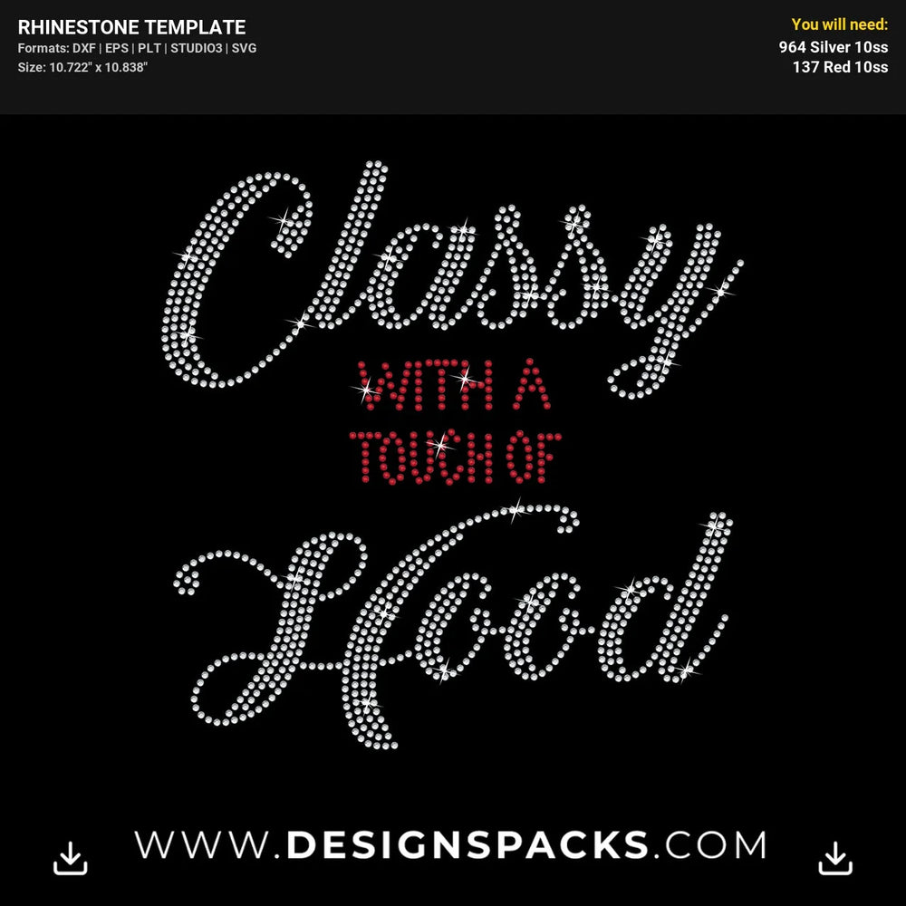 Classy Hood Quote Rhinestone Digital Template